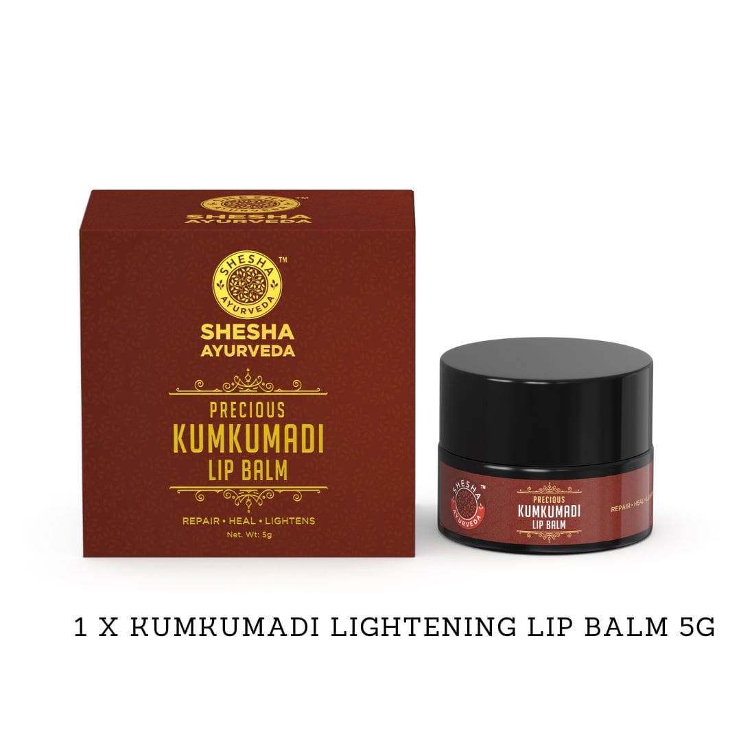 Lipbalm, Soap & Hair Color combo (3 items) - Kumkumadi Lightening Lip Balm 5G + Tan Removal Mud Soap 125G + Nilini Natural Black Hair Color 40G