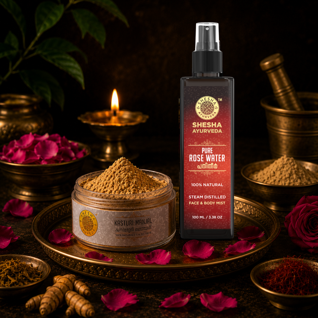 Kasturi Manjal (Musk Turmeric) + Pure Rose Water Combo | Glow & Tone Ritual