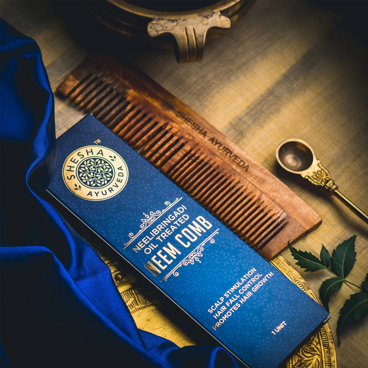 Neem Comb – Neelibringadi Oil Treated, Handmade Wide-Tooth Comb