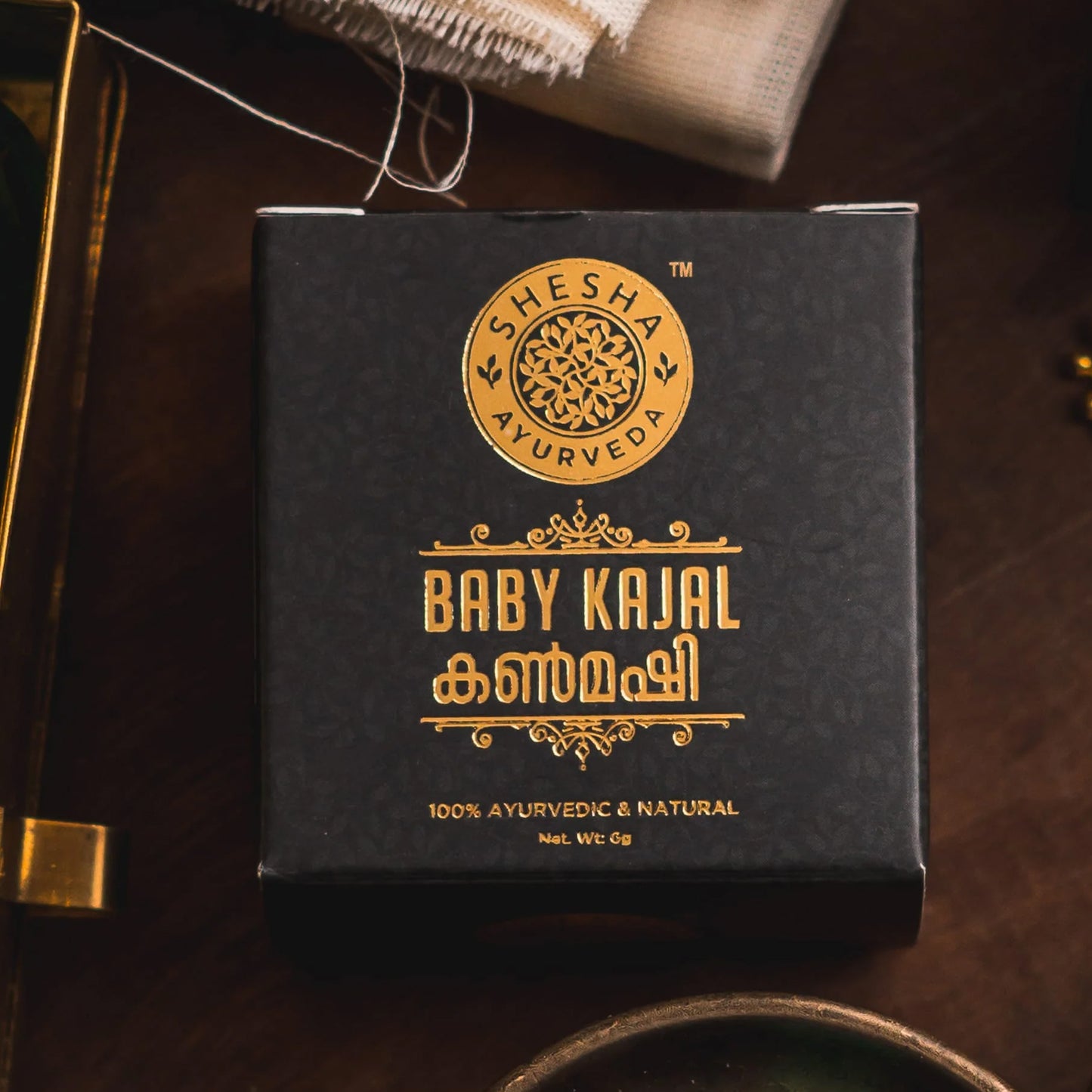 Tear Free Baby Kajal 100% Natural and Ayurvedic - 6G in Glass Jar