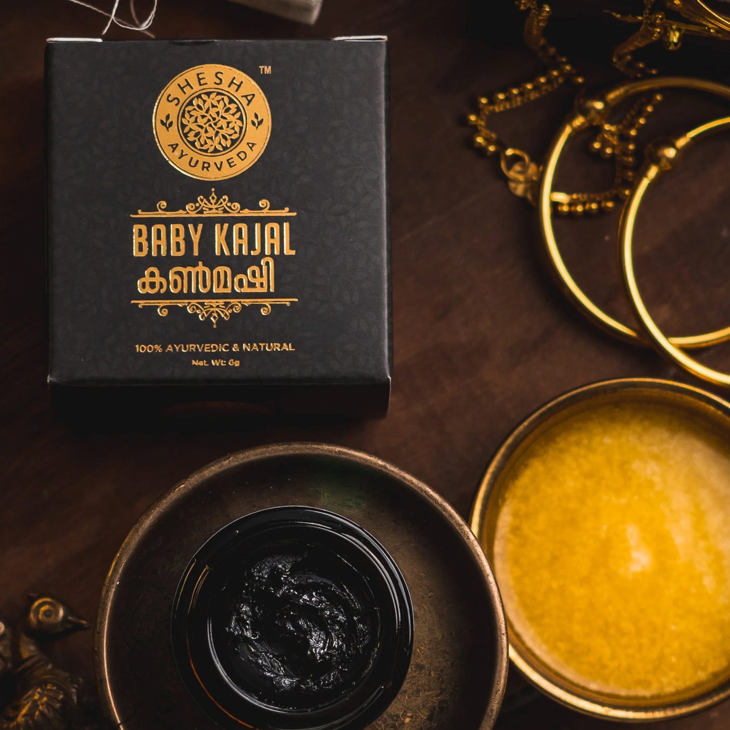 Tear Free Baby Kajal 100% Natural and Ayurvedic - 6G in Glass Jar