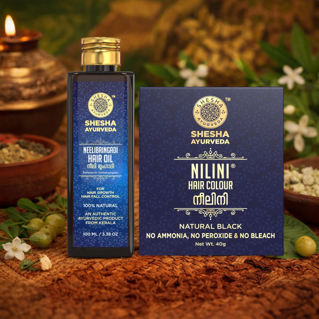 All-in-One Hair Care Duo - Nilini Natural Black Hair Color + Neeli Bringadi Hair Growth Oil