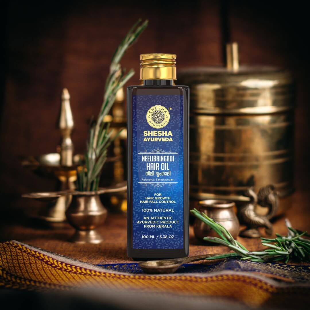 Herbal Neelibringadi hair oil for strong roots and new hair regrowth