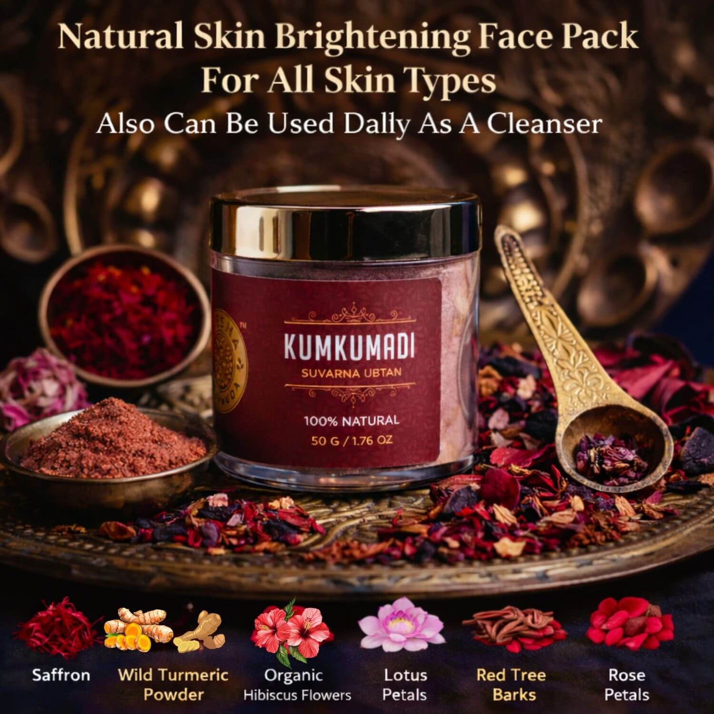 Kumkumadi Suvarna Ubtan - Saffron Face Pack for Glowing Skin, Pigmentation & Blemish Removal