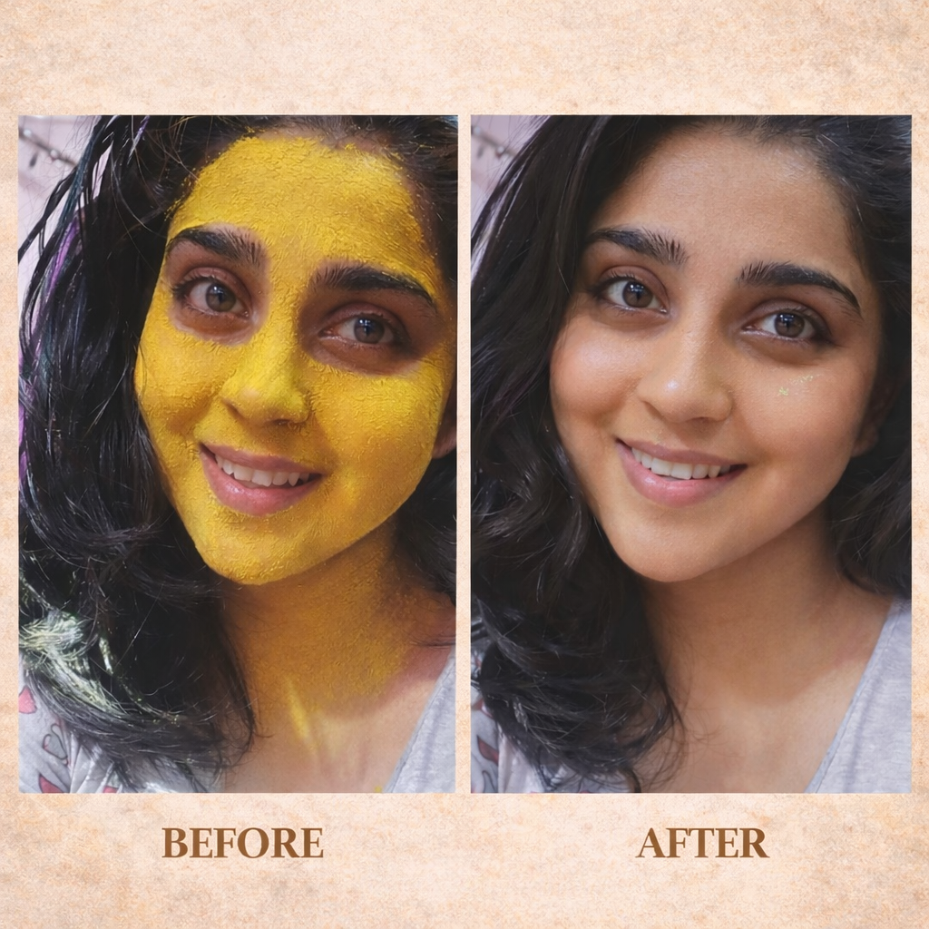 Yellow Kasturi Manjal Face Pack - Turmeric Ubtan for Skin Brightening, Tan Removal & Acne | Natural Glow