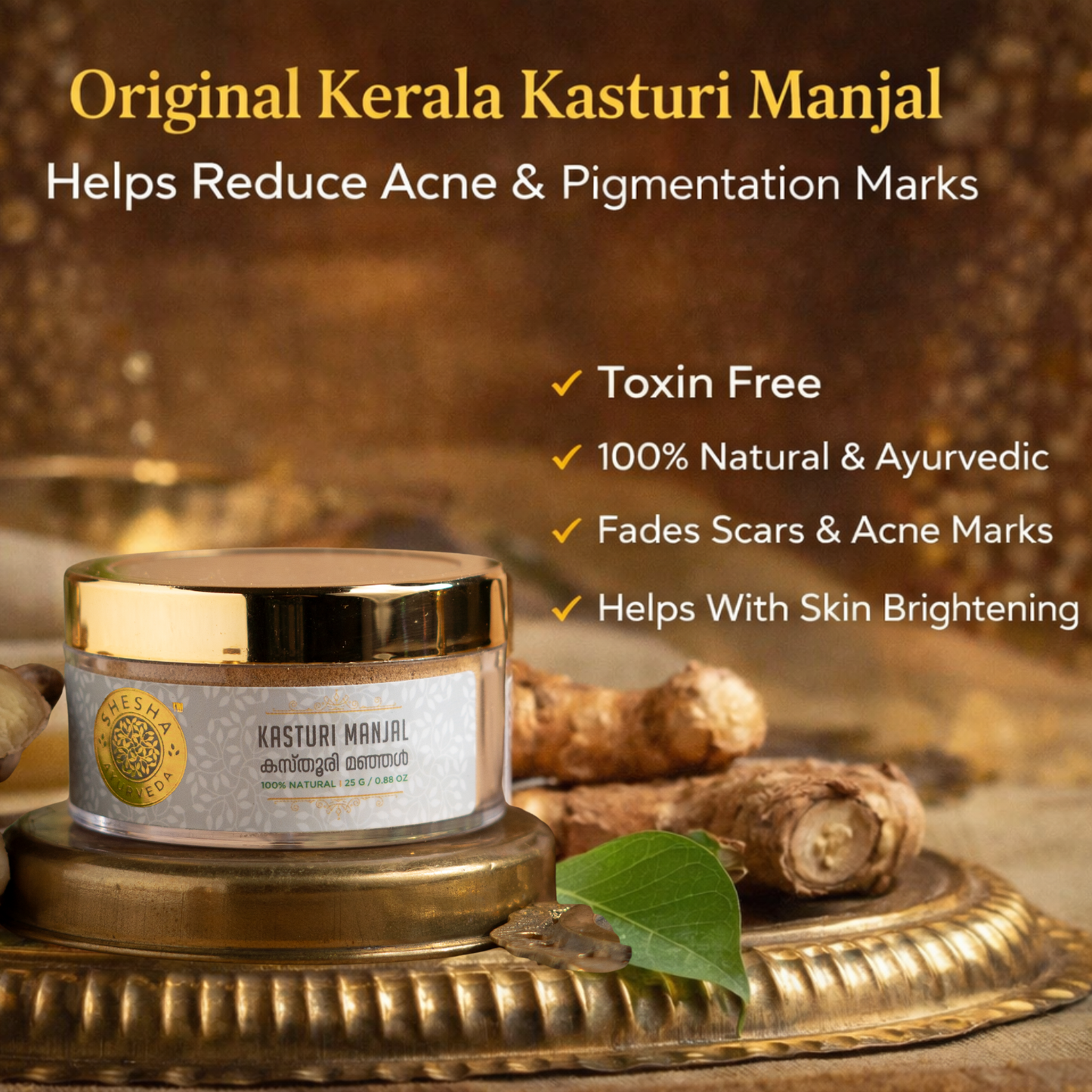 Kasturi Manjal (Musk Turmeric Powder) Skin Brightening & Tan Removal Face Pack for All Skin Type 25Gs