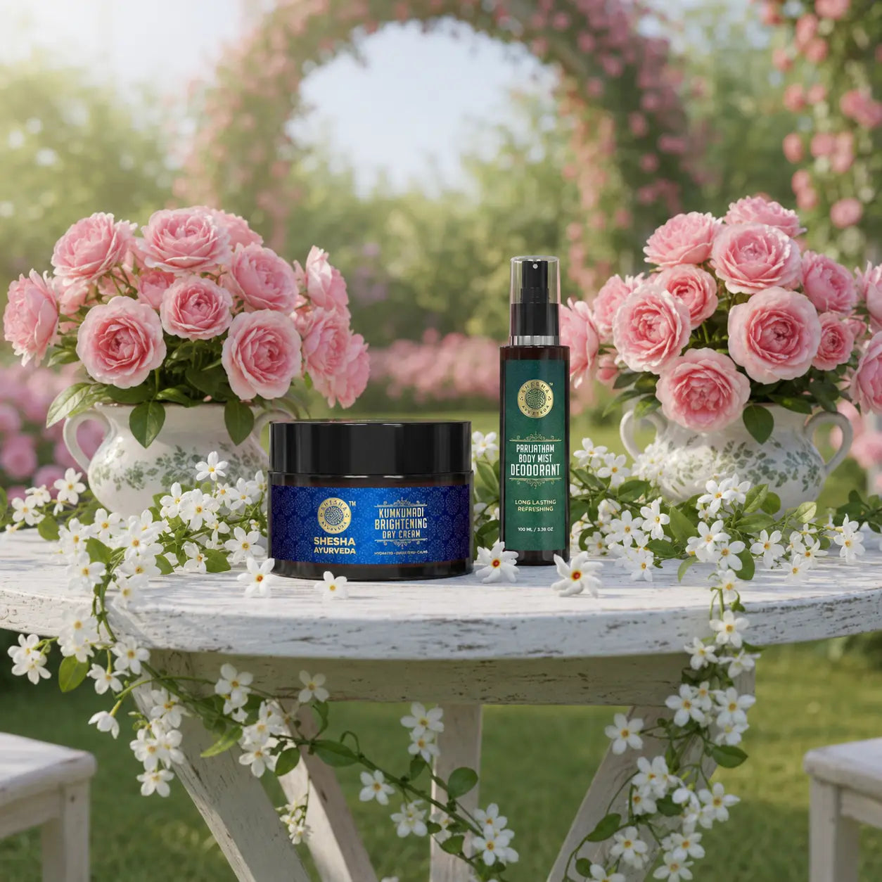 regenerate the image 1 attached here after correcting the products. products must be exactly same as image 2 and image 3. high resolution 4k clarity square image exactly same theme as image 1