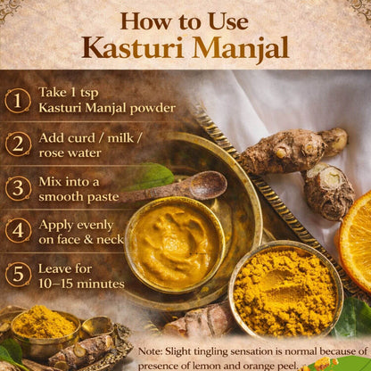 Yellow Kasturi Manjal Face Pack - Turmeric Ubtan for Skin Brightening, Tan Removal & Acne | Natural Glow