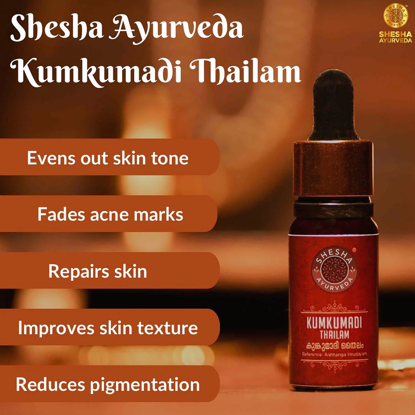 Kumkumadi Thailam Skin Brightening, Tan Removal & Anti-Ageing Night Face Oil