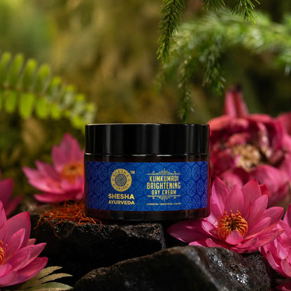Shesha Ayurveda skin brightening cream made with Kumkumadi Thailam from Ashtanga Hrudayam for natural glow and anti-ageing care.