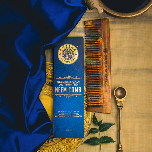 Neem Comb – Neelibringadi Oil Treated, Handmade Wide-Tooth Comb