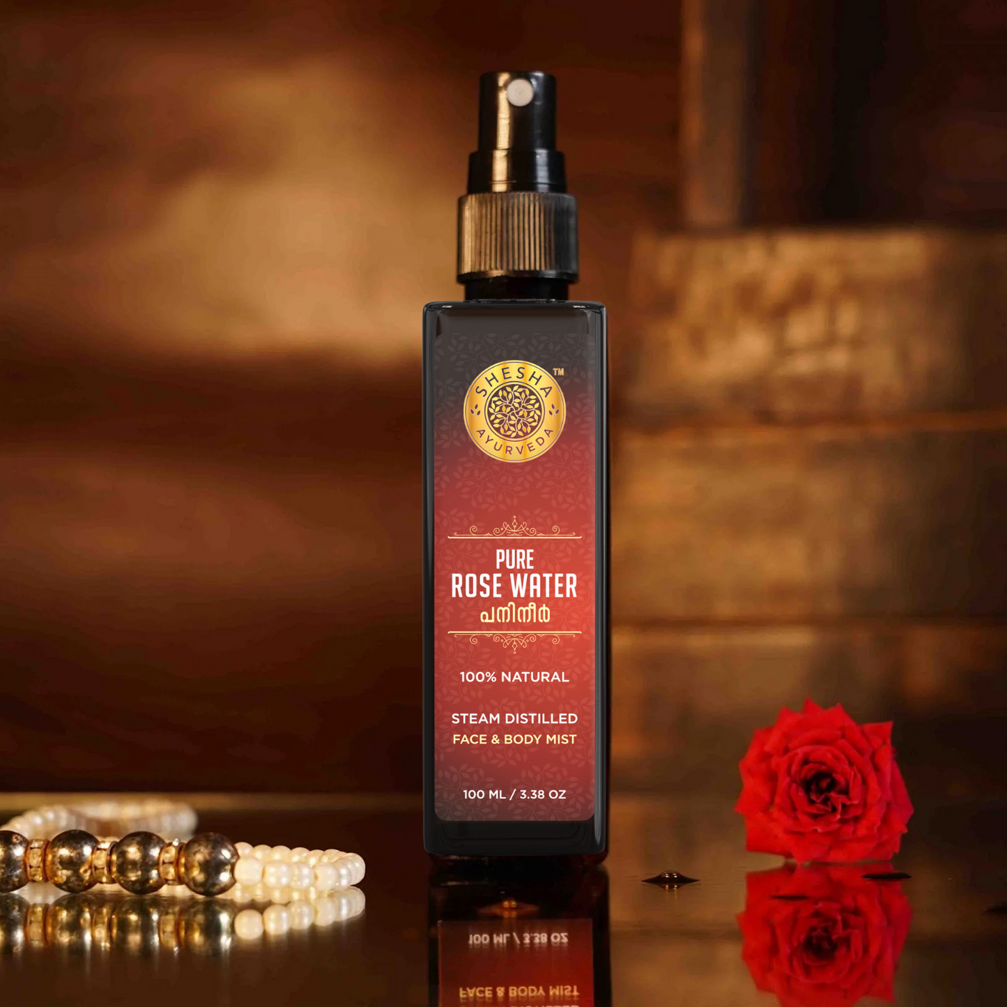 Pure Rose Water | 100% Natural, Steam Distilled Edible | Hydrates & Tones Skin, Minimize Enlarged Pores